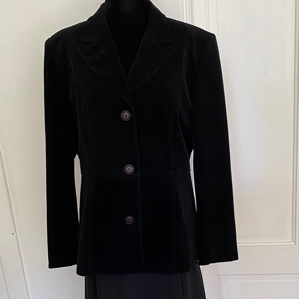 Vintage Corduroy Fitted Black Blazer.